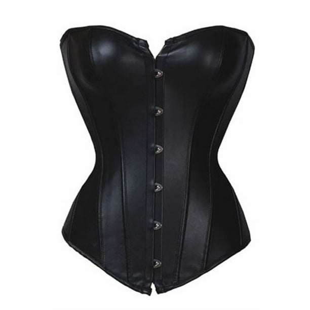 Queenral Womens Faux Leather Steampunk Corsets Gothic Lace Up Waist Trainer 